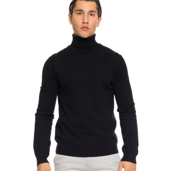 Biston fashion ανδρική πλεκτή μπλούζα με όρθιο γιακά 52-206-002 BLACK