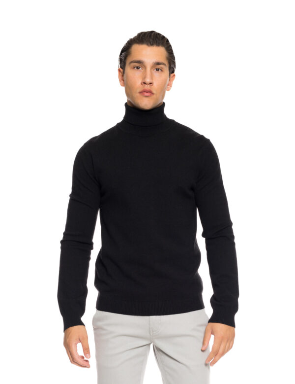 Biston fashion ανδρική πλεκτή μπλούζα με όρθιο γιακά 52-206-002 BLACK
