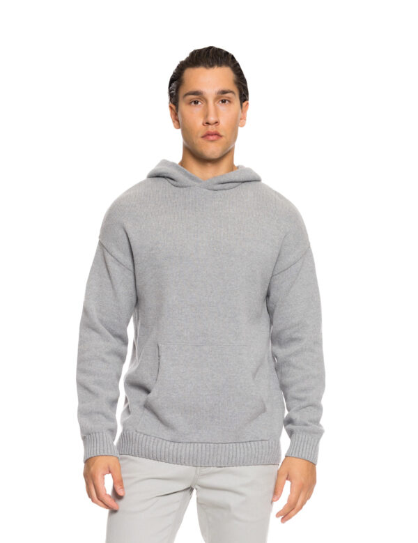 Biston Ανδρική πλεκτή μπλούζα με κουκούλα 52-206-006 GREY