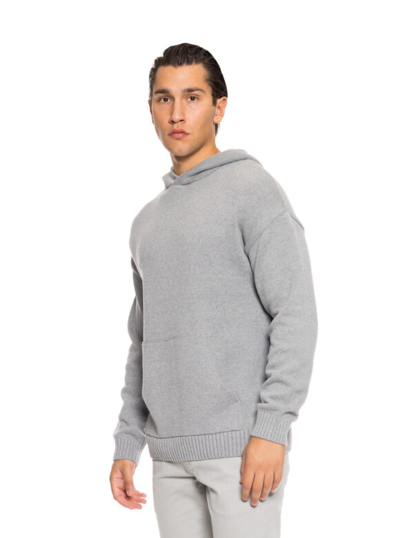 Biston Ανδρική πλεκτή μπλούζα με κουκούλα 52-206-006 GREY