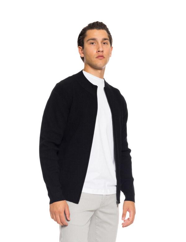 Smart fashion ανδρική πλεκτή μπλούζα με όρθιο γιακά και φερμουάρ 52-206-012 BLACK