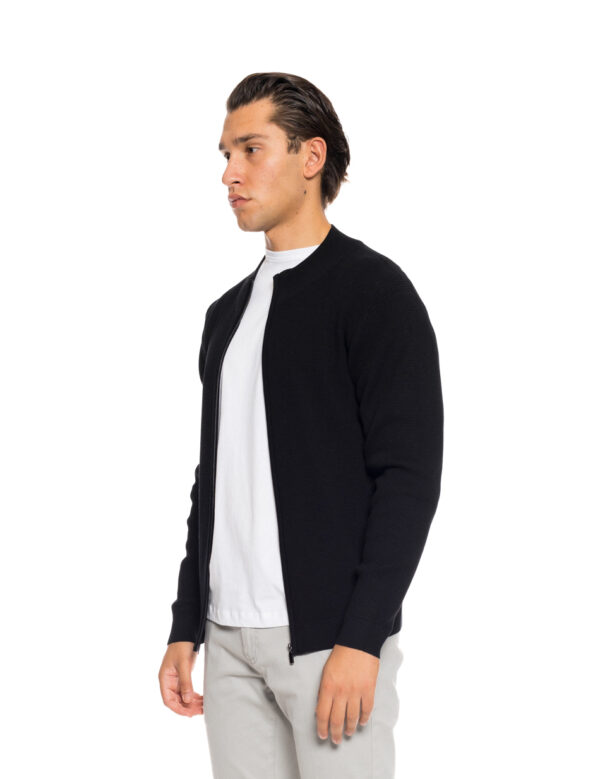 Smart fashion ανδρική πλεκτή μπλούζα με όρθιο γιακά και φερμουάρ 52-206-012 BLACK